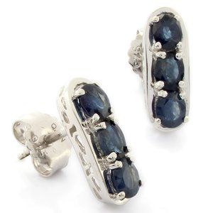 gorgeous ladies st. silver and 1.5ctw sapphire designer earrings